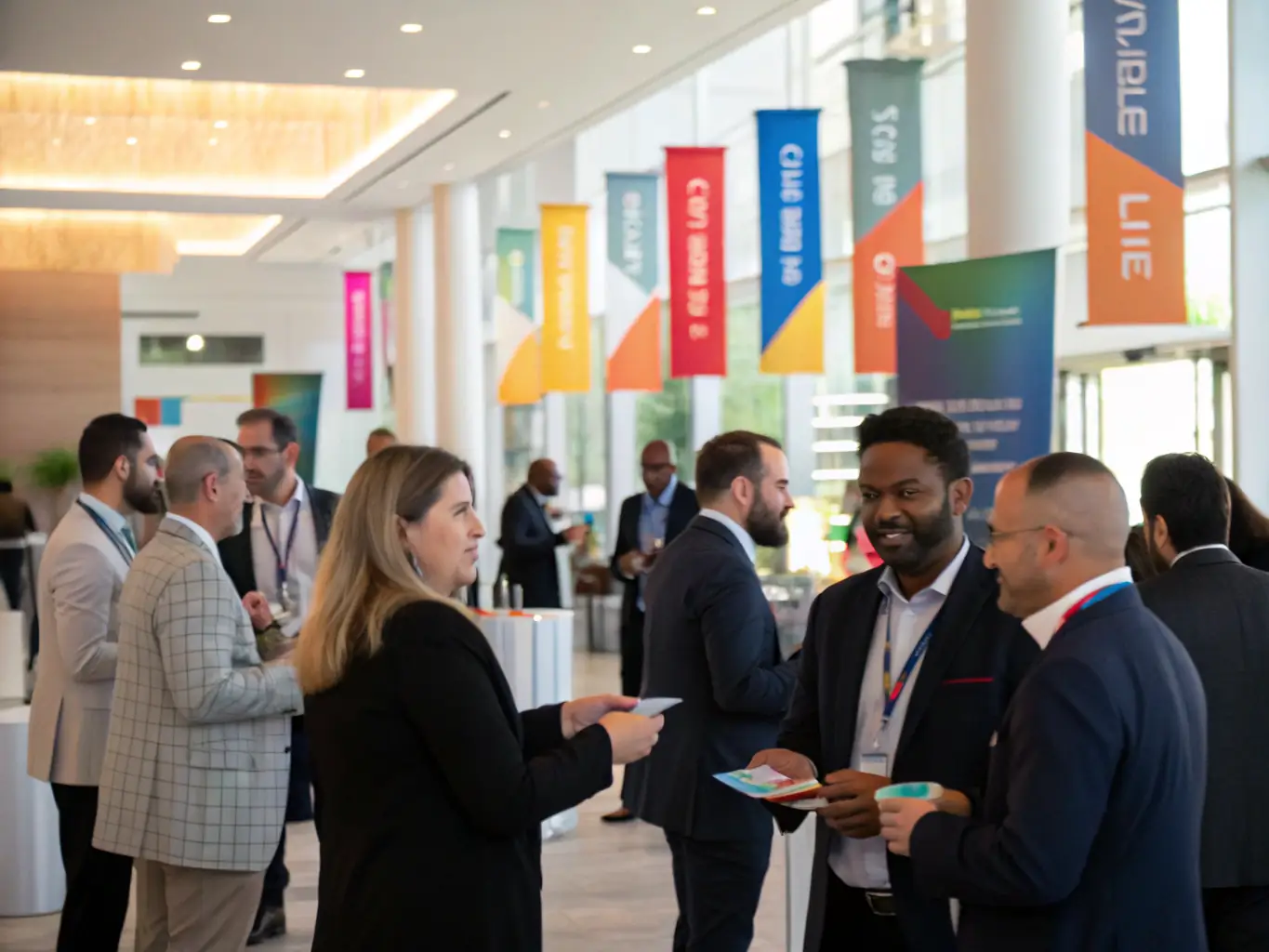 A photograph of a networking event at the Toolflow Conference, showing attendees connecting and exchanging ideas in a relaxed and informal setting.